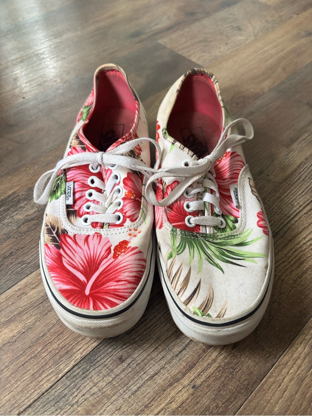 Vans Women's Floral Canvas Sneakers in Pink and Green